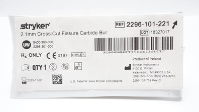 Stryker 2296-101-221 2.1mm Cross-Cut Fissure Carbide Bur (x)